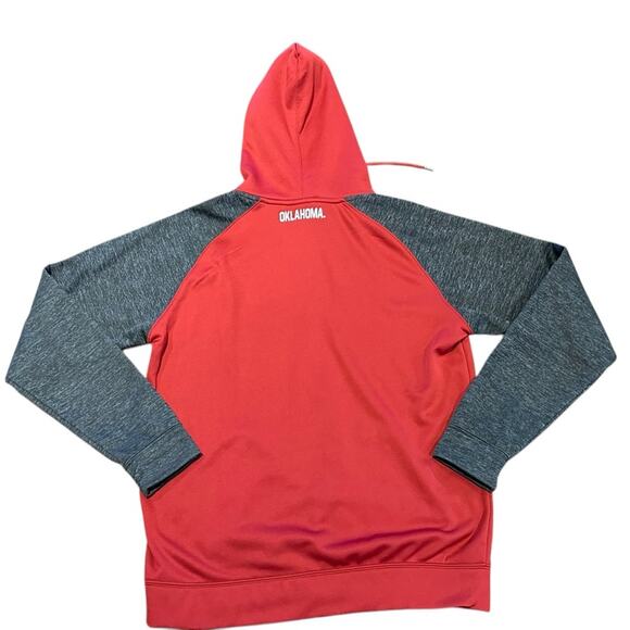 OU University of Oklahomans Men’s Size Large Red and Gray Full Zip Hoodie Jacket - Picture 2 of 5